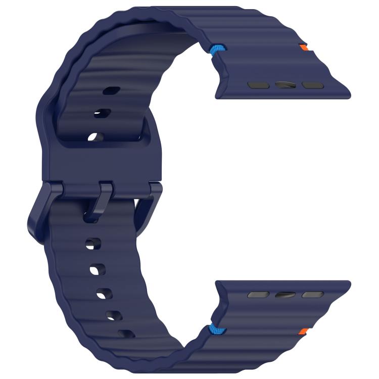 For Apple Watch 42mm / 41mm / 40mm / 38mm Kalebol Wavy Grain Stitched Silicone Watch Band(Navy Blue) by Kalebol