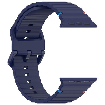 For Apple Watch 42mm / 41mm / 40mm / 38mm Kalebol Wavy Grain Stitched Silicone Watch Band(Navy Blue) by Kalebol