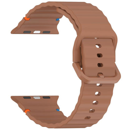 For Apple Watch 42mm / 41mm / 40mm / 38mm Kalebol Wavy Grain Stitched Silicone Watch Band(Brown) by Kalebol