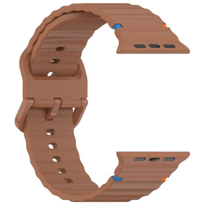 For Apple Watch 42mm / 41mm / 40mm / 38mm Kalebol Wavy Grain Stitched Silicone Watch Band(Brown) by Kalebol