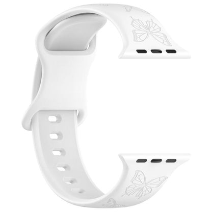 For Apple Watch 46mm / 49mm / 45mm / 44mm Kalebol 8-shaped Buckle Butterfly Embossed Silicone Watch Band(White) by Kalebol