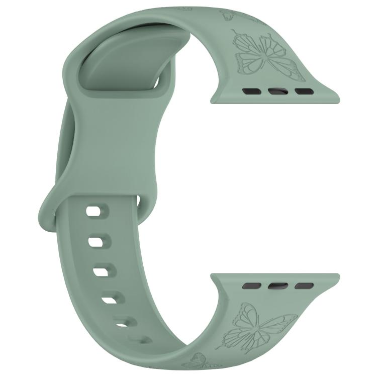For Apple Watch 46mm / 49mm / 45mm / 44mm Kalebol 8-shaped Buckle Butterfly Embossed Silicone Watch Band(Olive Green) by Kalebol