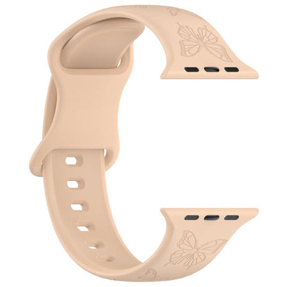 For Apple Watch 46mm / 49mm / 45mm / 44mm Kalebol 8-shaped Buckle Butterfly Embossed Silicone Watch Band(Milk Tea) by Kalebol