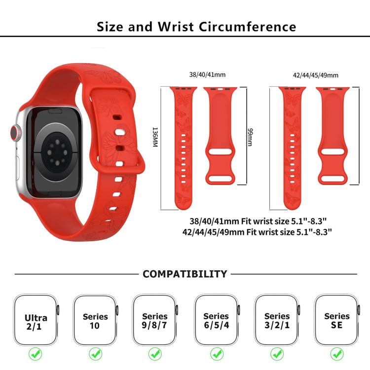 For Apple Watch 46mm / 49mm / 45mm / 44mm Kalebol 8-shaped Buckle Butterfly Embossed Silicone Watch Band(Olive Green) by Kalebol