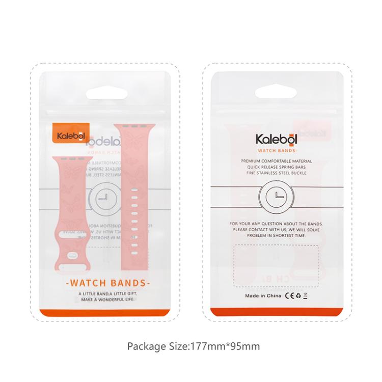 For Apple Watch 46mm / 49mm / 45mm / 44mm Kalebol 8-shaped Buckle Butterfly Embossed Silicone Watch Band(Olive Green) by Kalebol