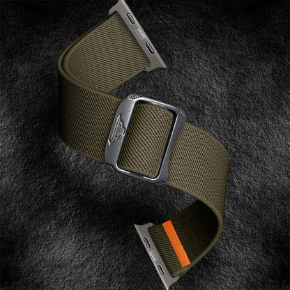 For Apple Watch 46mm / 49mm / 45mm / 44mm Kalebol Bull Bead Buckle Elastic Nylon Watch Band(Army Green) by Kalebol