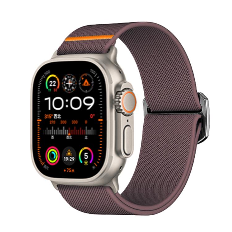 For Apple Watch 46mm / 49mm / 45mm / 44mm Kalebol Bull Bead Buckle Elastic Nylon Watch Band(Smoky Purple) by Kalebol