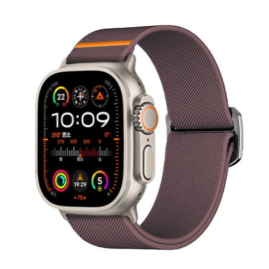 For Apple Watch 46mm / 49mm / 45mm / 44mm Kalebol Bull Bead Buckle Elastic Nylon Watch Band(Smoky Purple) by Kalebol