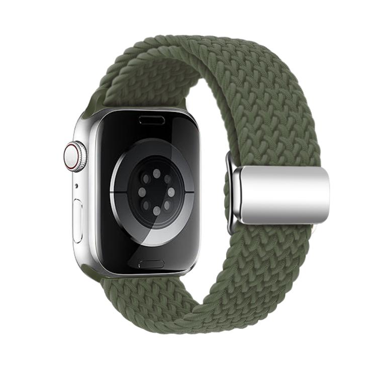 For Apple Watch 46mm / 49mm / 45mm / 44mm Kalebol Nylon Loop Magnetic Buckle Watch Band(Dark Olive) by Kalebol
