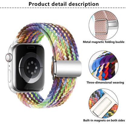 For Apple Watch 46mm / 49mm / 45mm / 44mm Kalebol Nylon Loop Magnetic Buckle Watch Band(Black) by Kalebol
