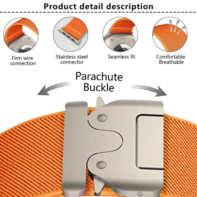 For Apple Watch 46mm / 49mm / 45mm / 44mm Kalebol Parachute Buckle Elastic Nylon Watch Band(Orange) by Kalebol