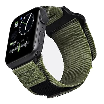 For Apple Watch 46mm / 49mm / 45mm / 44mm Kalebol Canvas Nylon Hook and Loop Watch Band(Army Green) by Kalebol