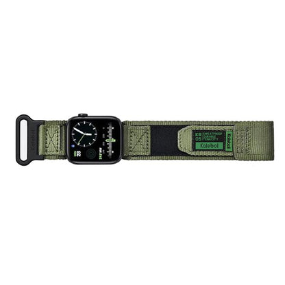 For Apple Watch 46mm / 49mm / 45mm / 44mm Kalebol Canvas Nylon Hook and Loop Watch Band(Army Green) by Kalebol