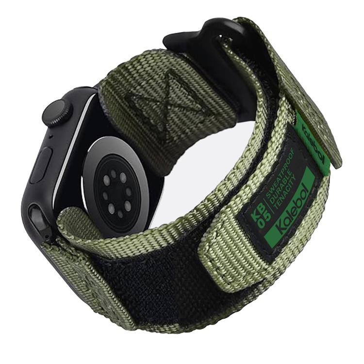 For Apple Watch 46mm / 49mm / 45mm / 44mm Kalebol Canvas Nylon Hook and Loop Watch Band(Army Green) by Kalebol