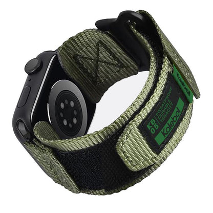 For Apple Watch 46mm / 49mm / 45mm / 44mm Kalebol Canvas Nylon Hook and Loop Watch Band(Army Green) by Kalebol