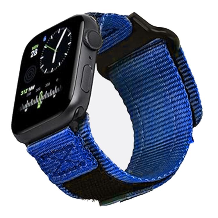 For Apple Watch 46mm / 49mm / 45mm / 44mm Kalebol Canvas Nylon Hook and Loop Watch Band(Blue) by Kalebol
