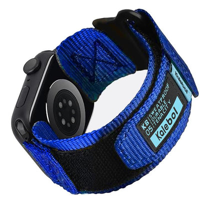 For Apple Watch 46mm / 49mm / 45mm / 44mm Kalebol Canvas Nylon Hook and Loop Watch Band(Blue) by Kalebol