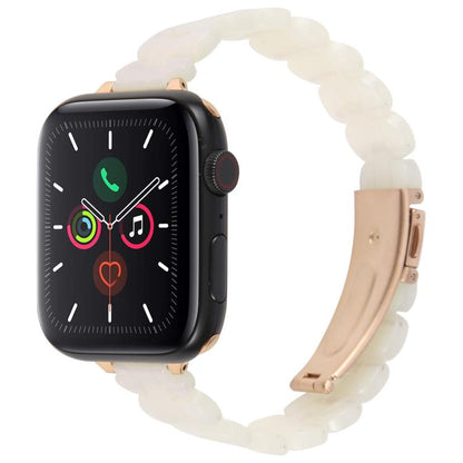 For Apple Watch 46mm / 49mm / 45mm / 44mm Oval Resin Watch Band(Gradient White) by bashfashion