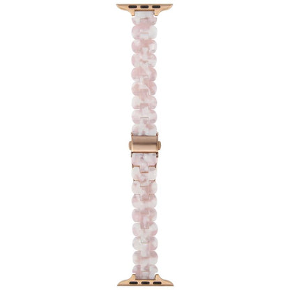 For Apple Watch 46mm / 49mm / 45mm / 44mm Oval Resin Watch Band(Pink Flower) by bashfashion
