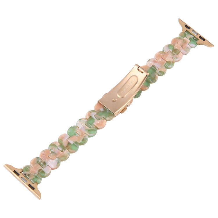 For Apple Watch 46mm / 49mm / 45mm / 44mm Oval Resin Watch Band(Pink Green) by bashfashion