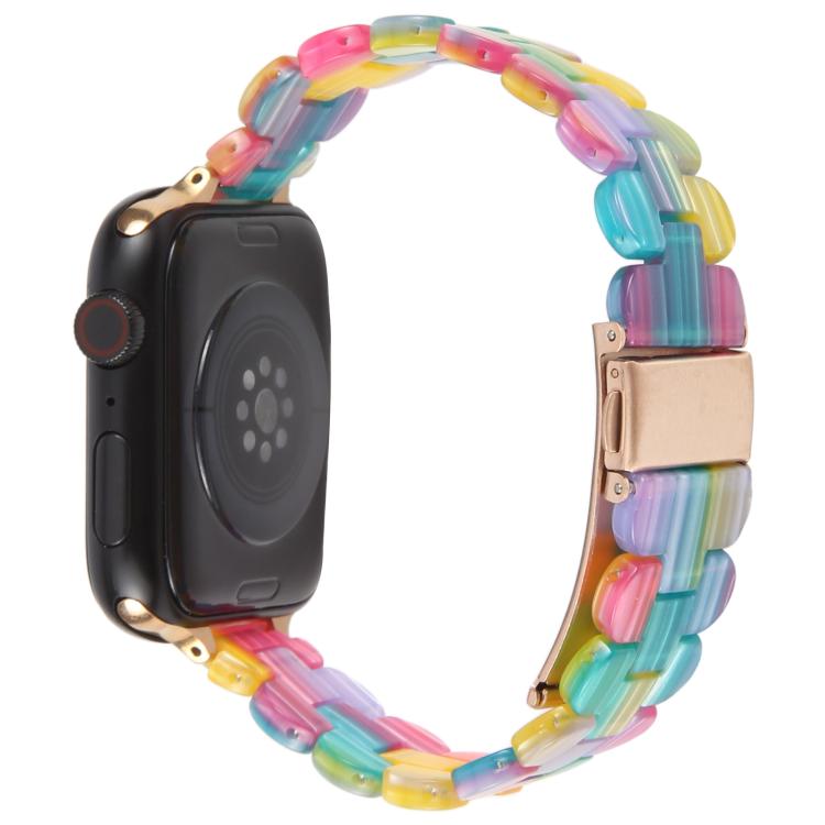 For Apple Watch 46mm / 49mm / 45mm / 44mm Oval Resin Watch Band(Rainbow) by bashfashion