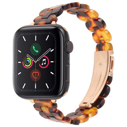 For Apple Watch 46mm / 49mm / 45mm / 44mm Oval Resin Watch Band(Tortoise Shell Color) by bashfashion