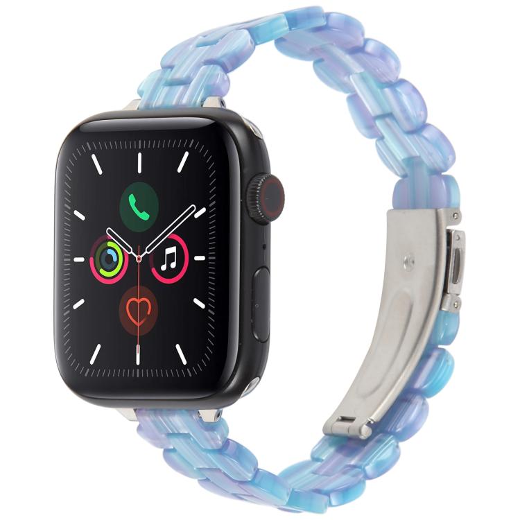 For Apple Watch 46mm / 49mm / 45mm / 44mm Oval Resin Watch Band(Blue Phantom) by bashfashion