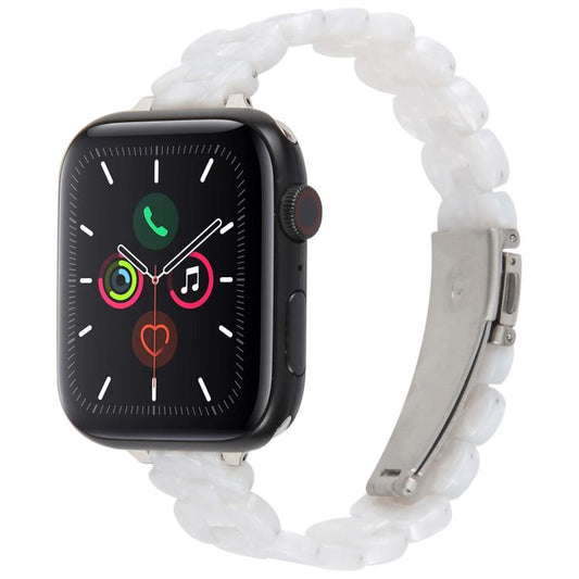 For Apple Watch 46mm / 49mm / 45mm / 44mm Oval Resin Watch Band(Pearl White) by bashfashion