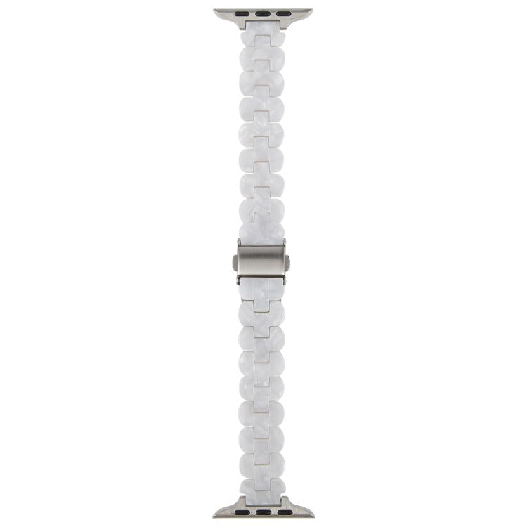 For Apple Watch 46mm / 49mm / 45mm / 44mm Oval Resin Watch Band(Pearl White) by bashfashion