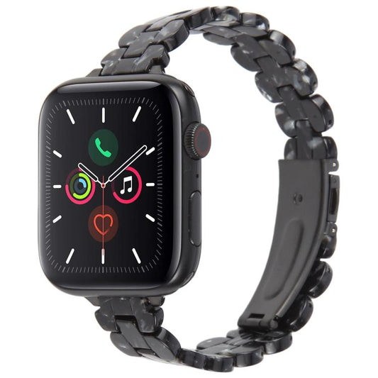 For Apple Watch 46mm / 49mm / 45mm / 44mm Oval Resin Watch Band(Flash Black) by bashfashion