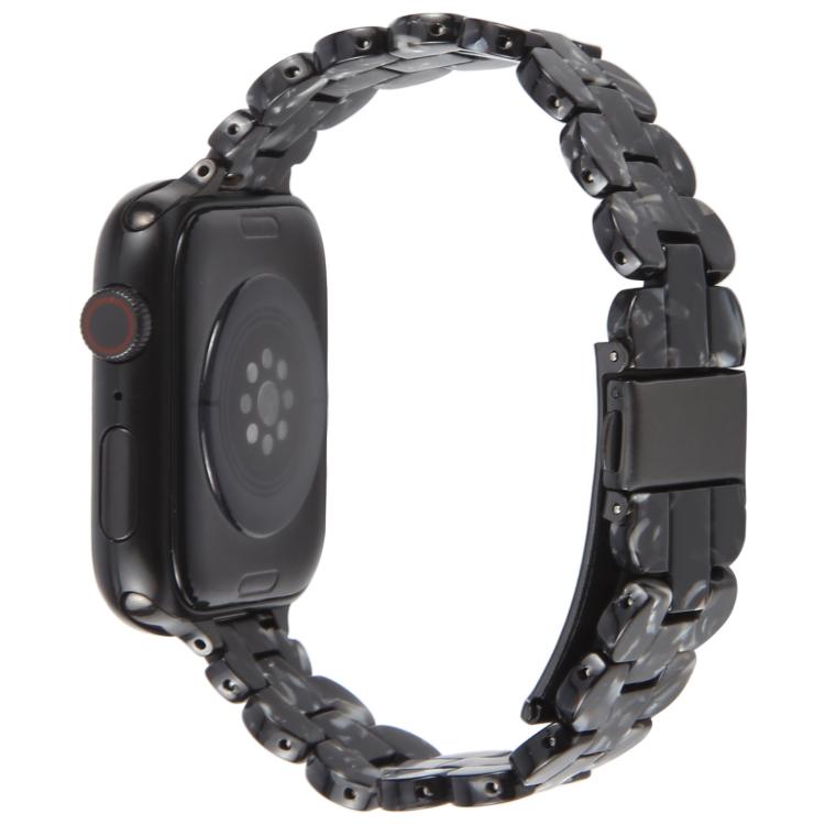 For Apple Watch 46mm / 49mm / 45mm / 44mm Oval Resin Watch Band(Flash Black) by bashfashion