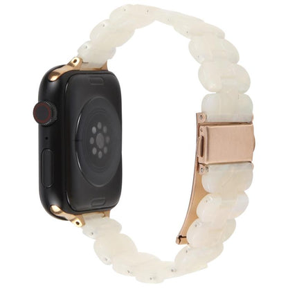 For Apple Watch 42mm / 41mm / 40mm / 38mm Oval Resin Watch Band(Beige White) by bashfashion