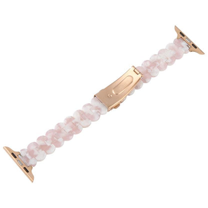 For Apple Watch 42mm / 41mm / 40mm / 38mm Oval Resin Watch Band(Pink Flower) by bashfashion