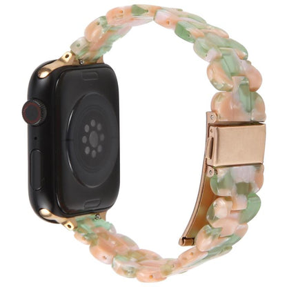 For Apple Watch 42mm / 41mm / 40mm / 38mm Oval Resin Watch Band(Pink Green) by bashfashion