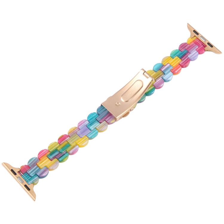 For Apple Watch 42mm / 41mm / 40mm / 38mm Oval Resin Watch Band(Rainbow) by bashfashion