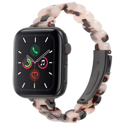 For Apple Watch 42mm / 41mm / 40mm / 38mm Oval Resin Watch Band(Light Grey Flower) by bashfashion