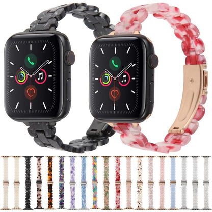 For Apple Watch 42mm / 41mm / 40mm / 38mm Oval Resin Watch Band(Red Floral) by bashfashion