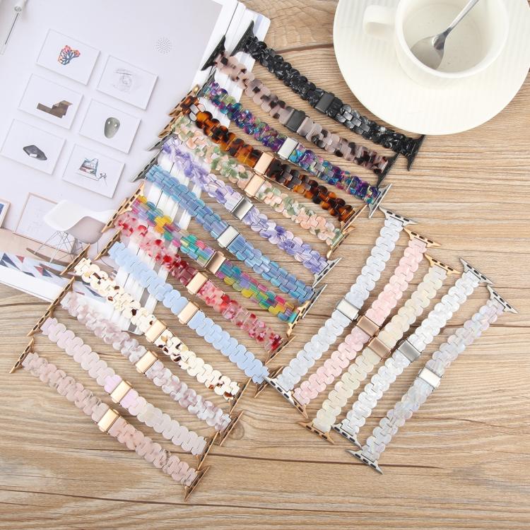 For Apple Watch 46mm / 49mm / 45mm / 44mm Oval Resin Watch Band(Pearl Powder) by bashfashion