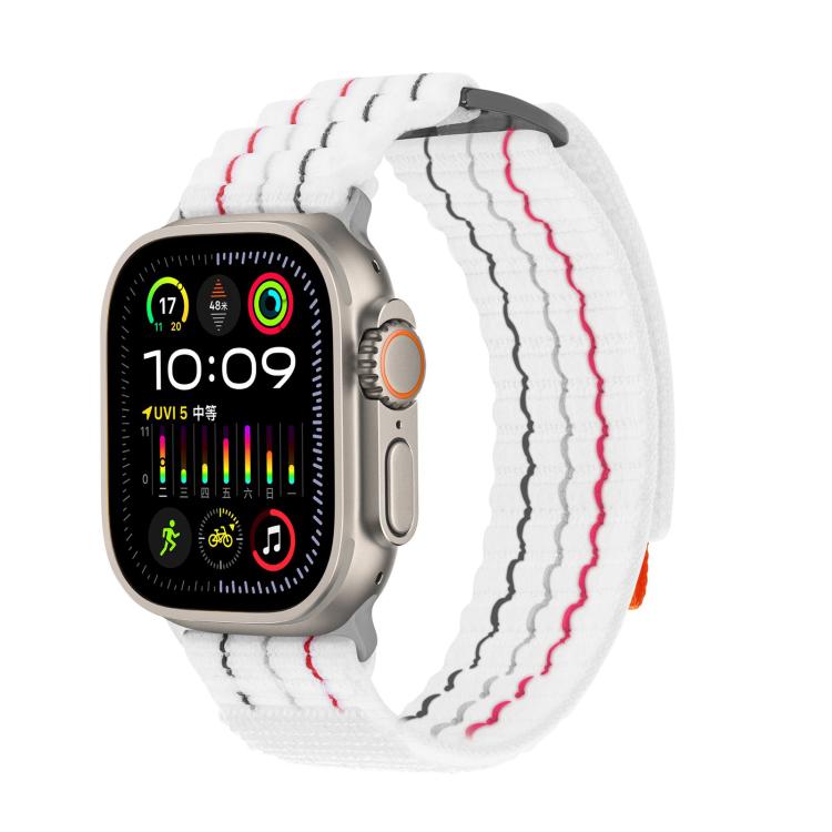 For Apple Watch 46mm / 49mm / 45mm / 44mm Kalebol Dual-section Sports Nylon Loop Watch Band(White) by Kalebol