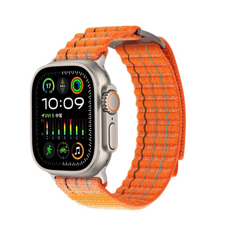 For Apple Watch 46mm / 49mm / 45mm / 44mm Kalebol Dual-section Sports Nylon Loop Watch Band(Orange) by Kalebol