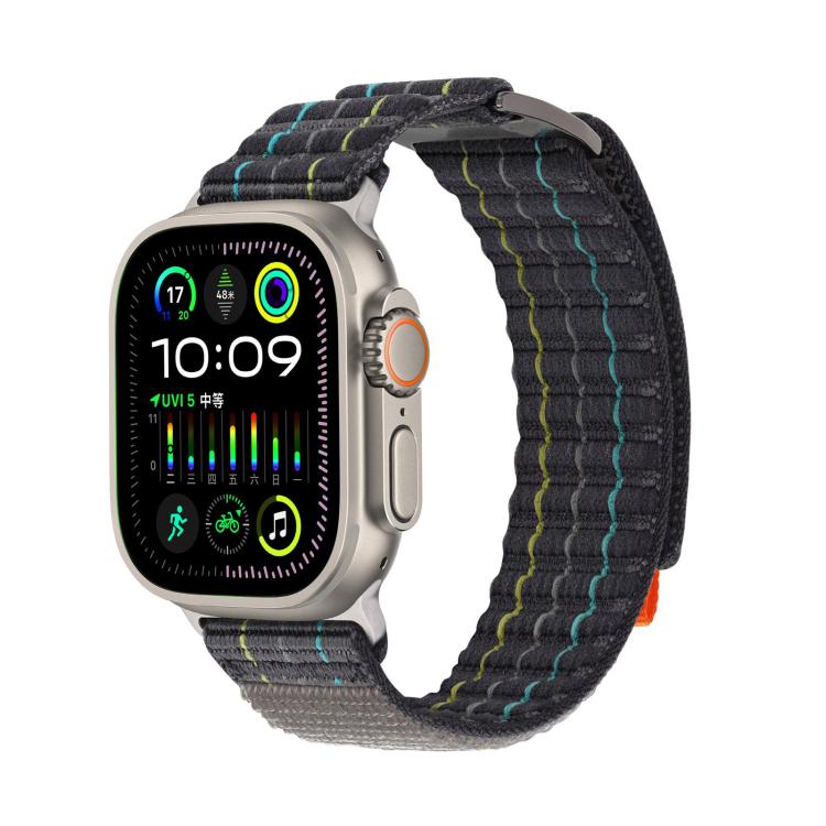 For Apple Watch 46mm / 49mm / 45mm / 44mm Kalebol Dual-section Sports Nylon Loop Watch Band(Charcoal Grey) by Kalebol