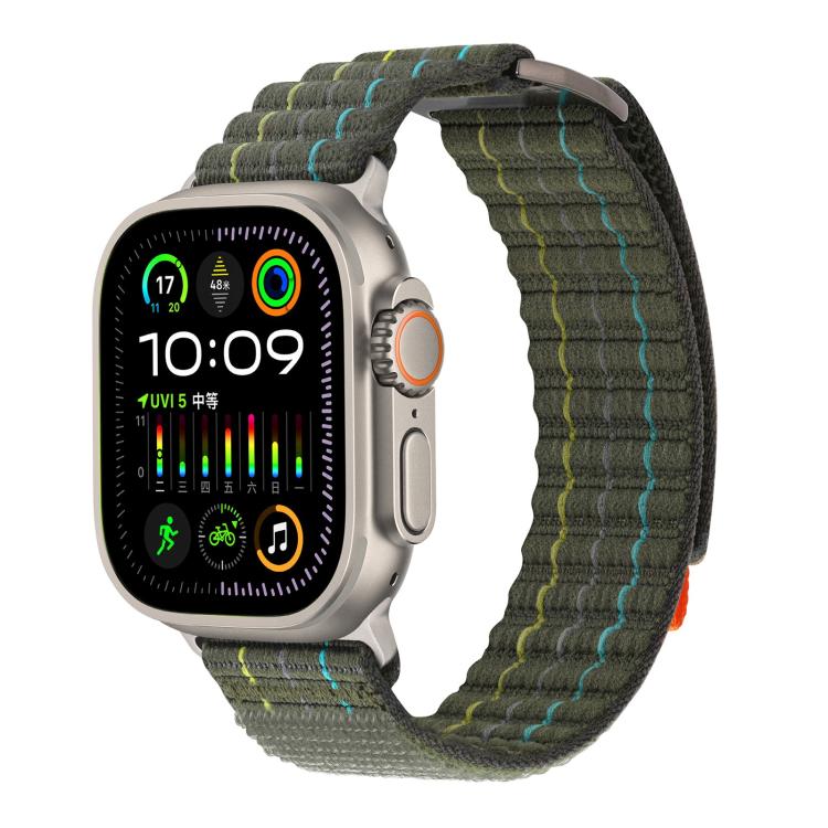 For Apple Watch 46mm / 49mm / 45mm / 44mm Kalebol Dual-section Sports Nylon Loop Watch Band(Green) by Kalebol
