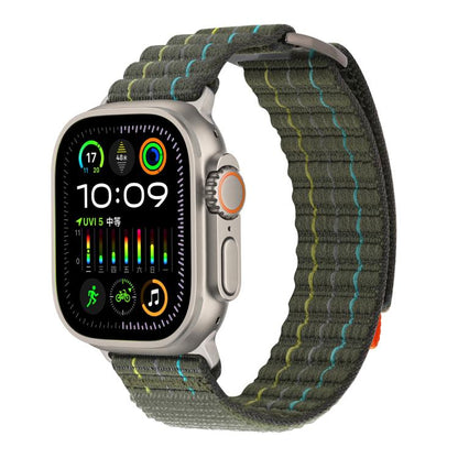 For Apple Watch 46mm / 49mm / 45mm / 44mm Kalebol Dual-section Sports Nylon Loop Watch Band(Green) by Kalebol