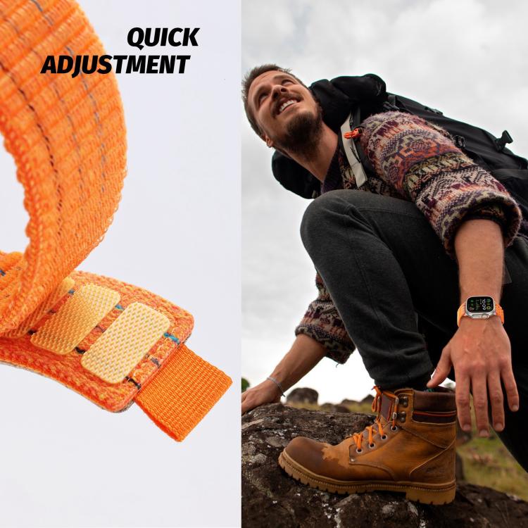 For Apple Watch 46mm / 49mm / 45mm / 44mm Kalebol Dual-section Sports Nylon Loop Watch Band(White) by Kalebol