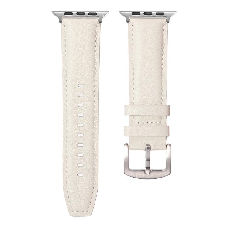 For Apple Watch 46mm / 49mm / 45mm / 44mm Kalebol Plain Genuine Leather Watch Band(White) by Kalebol