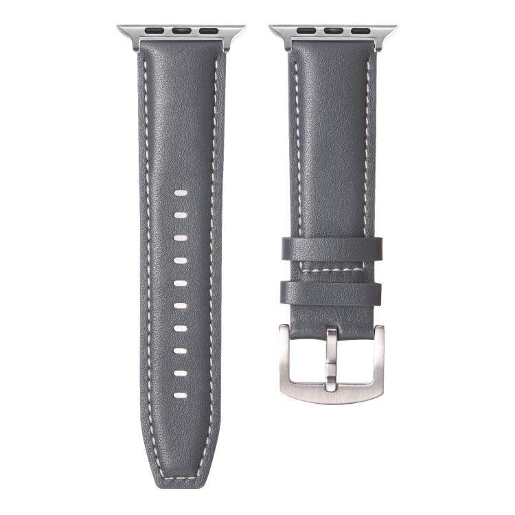 For Apple Watch 46mm / 49mm / 45mm / 44mm Kalebol Plain Genuine Leather Watch Band(Grey) by Kalebol