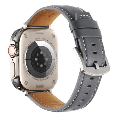 For Apple Watch 46mm / 49mm / 45mm / 44mm Kalebol Plain Genuine Leather Watch Band(Grey) by Kalebol