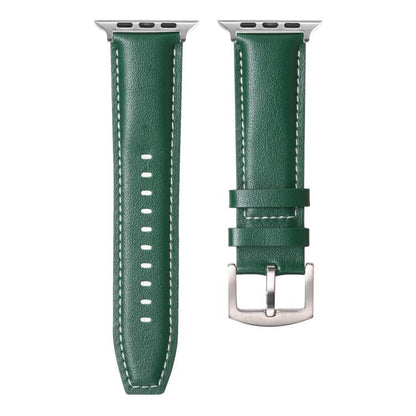 For Apple Watch 46mm / 49mm / 45mm / 44mm Kalebol Plain Genuine Leather Watch Band(Green) by Kalebol