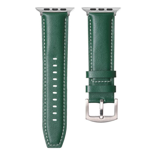 For Apple Watch 46mm / 49mm / 45mm / 44mm Kalebol Plain Genuine Leather Watch Band(Green) by Kalebol
