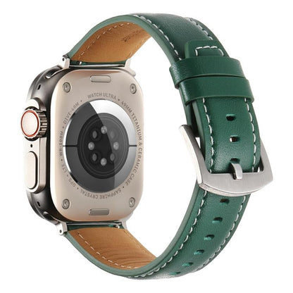For Apple Watch 46mm / 49mm / 45mm / 44mm Kalebol Plain Genuine Leather Watch Band(Green) by Kalebol